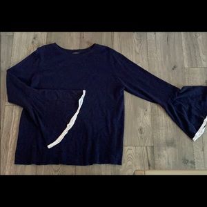 Navy Blue Sweater with Adorable Bell Sleeve Detail